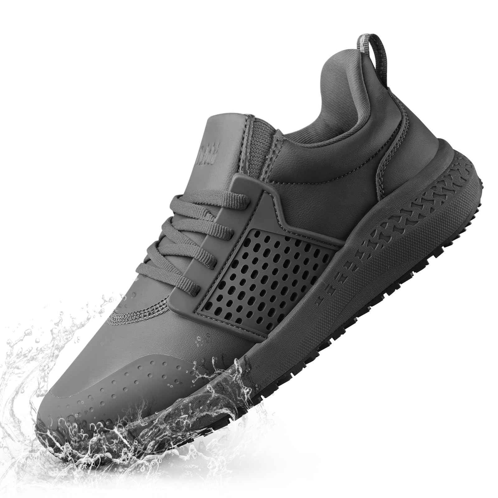 Men's Non Slip Work Shoes Restaurant Waterproof Chef Shoe for Kitchen Hospital Slip-Resistant Air Cushion Sneakers with Easy-Clean Modern Design Breathable Lightweight