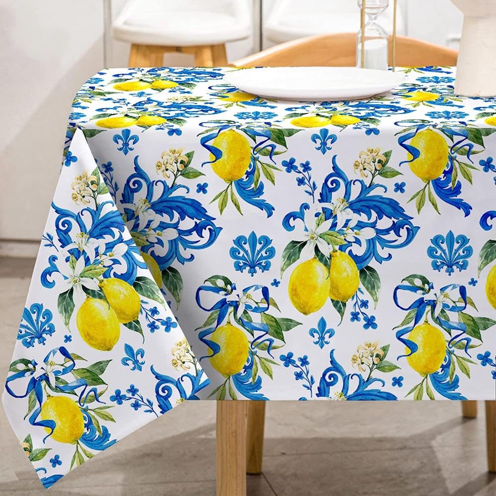 Nappe rectangulaire à fleurs lavable blanche pour table à manger 280cm