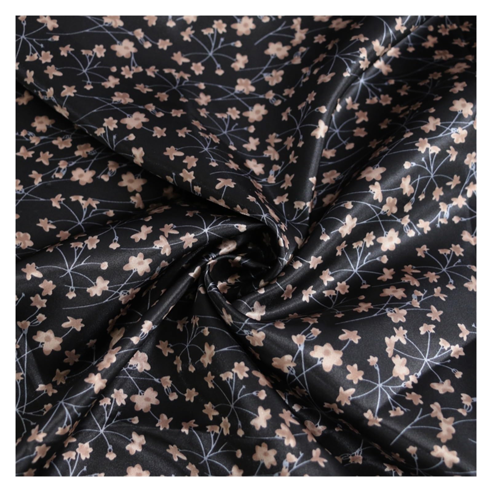 Tissu satin fleurs de cerisier pour coudre une écharpe DIY