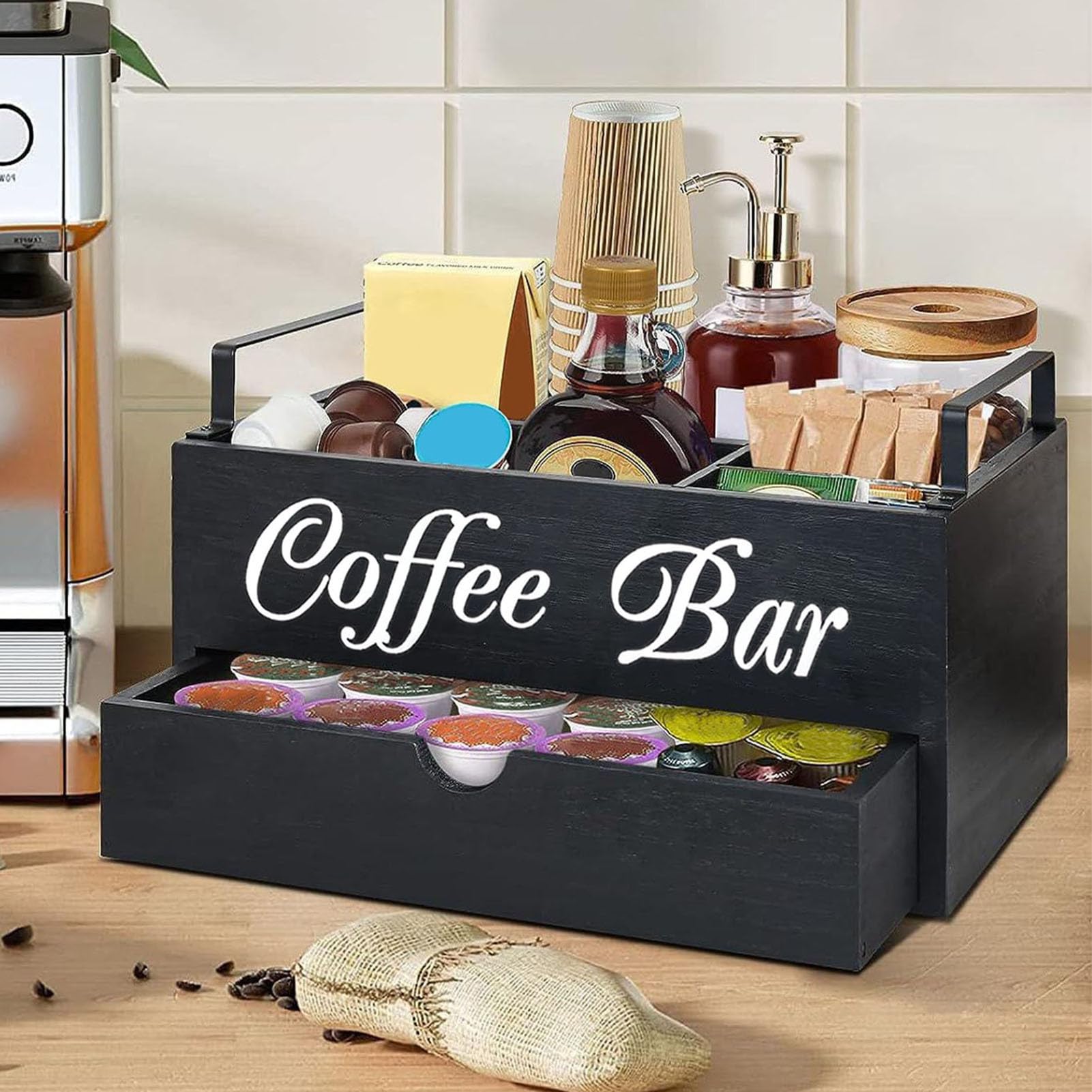 Organizer da bancone per stazioni di caffè, porta caffè e tè, condimenti, per bar, pasticceria