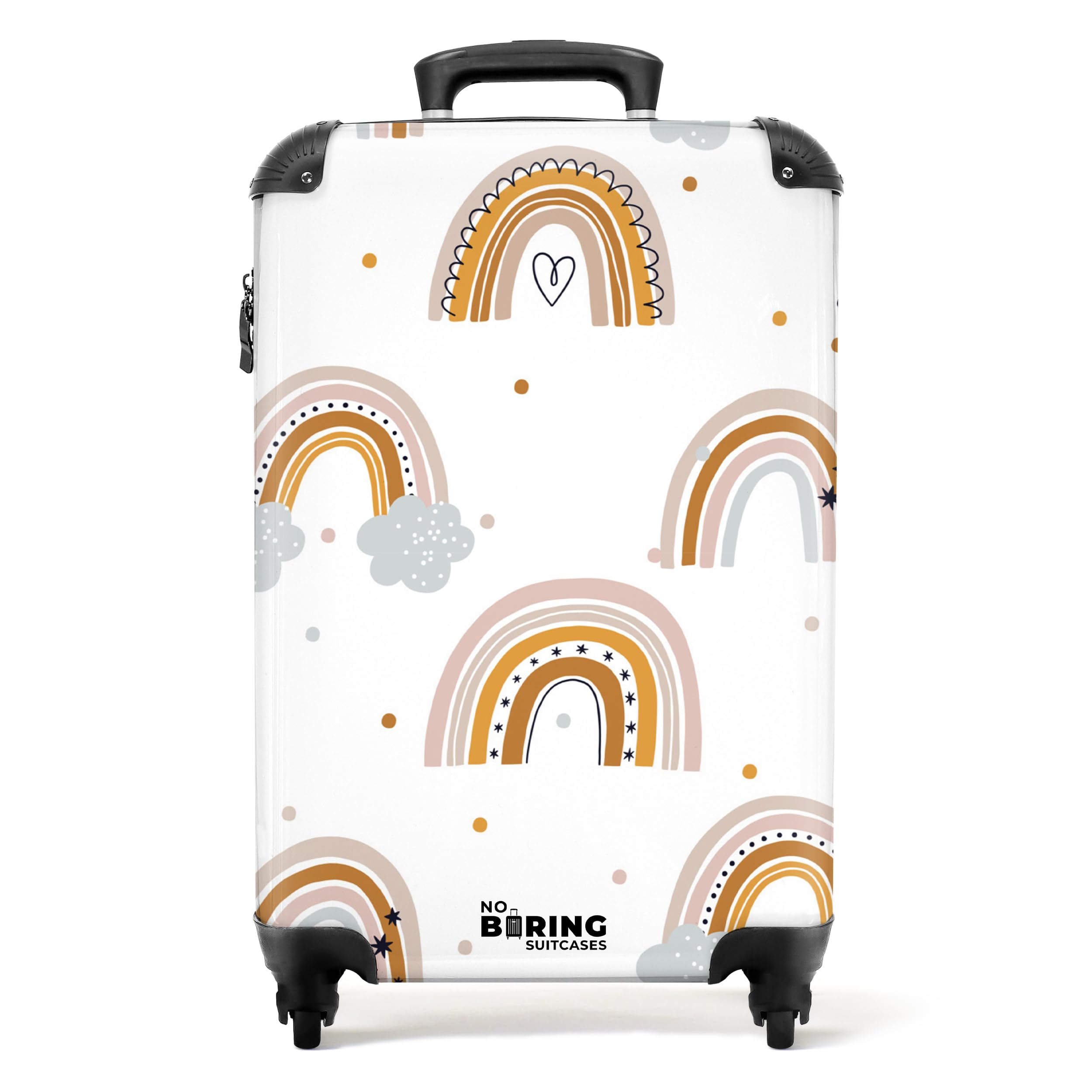NoBoringSuitcases.com Kinderkoffer Regenbogen Muster Handgepäck Koffer Reisetasche mit Rollen