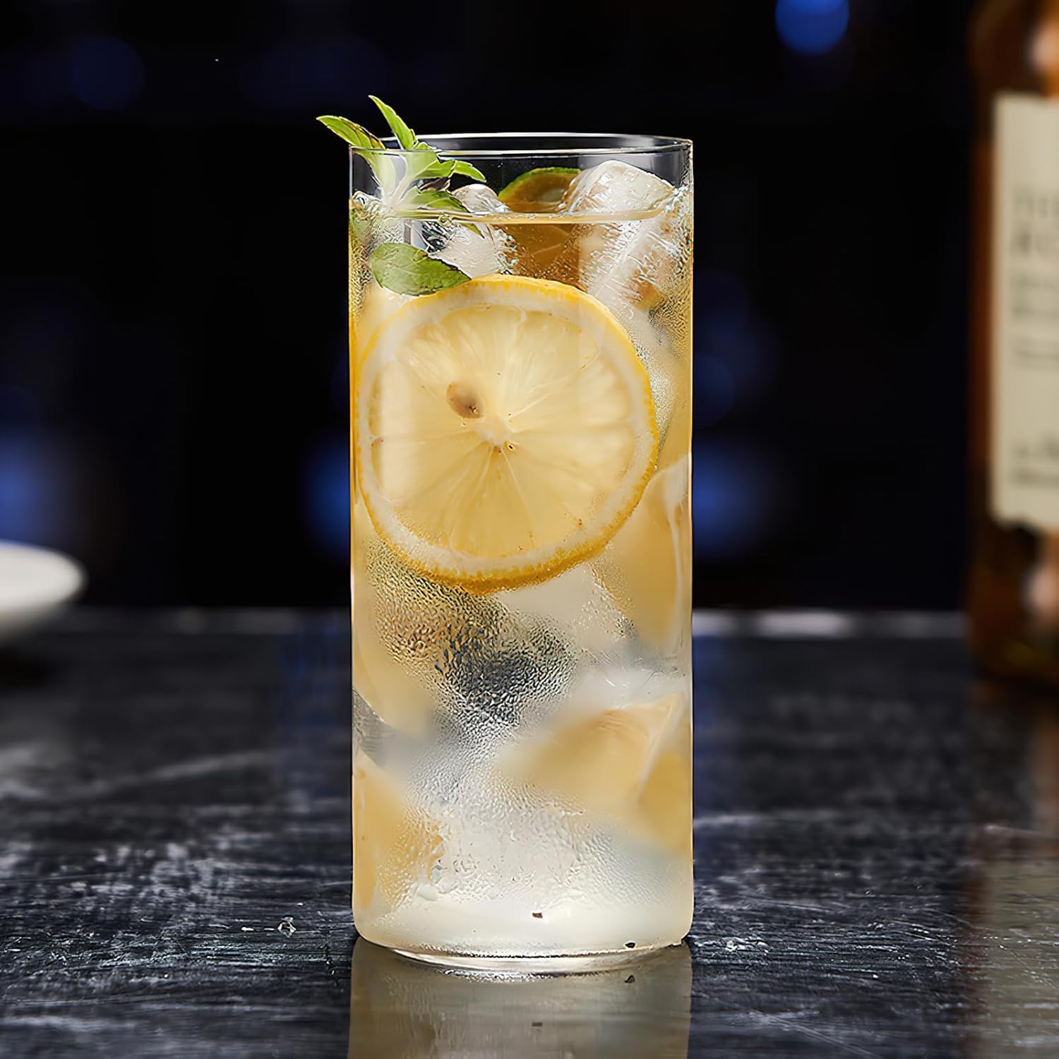 Set di 4 bicchieri trasparenti da 400 ml, bicchieri da acqua e long drink, sottili, rotondi, eleganti bicchieri da bar per acqua, succo, birra, bevande e cocktail, mojito e bevande miste (vetro
