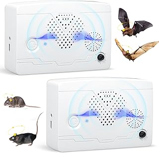 Bat Deterrent Devices,Bat Deterrent for Attic,Rechargeable Bats Keep Away,Porch & House | Bats Removal Do It Yourself for Indoor & Outdoor | Friendly to Human & Pet (2, White)