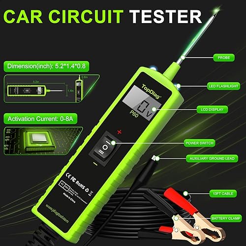 Miniatura 34 de TopDiag Kit de sonda de circuito de potencia P200 - Probador de circuito automotriz con actualización en línea 2024, rango de voltaje de 9 ~ 30 V