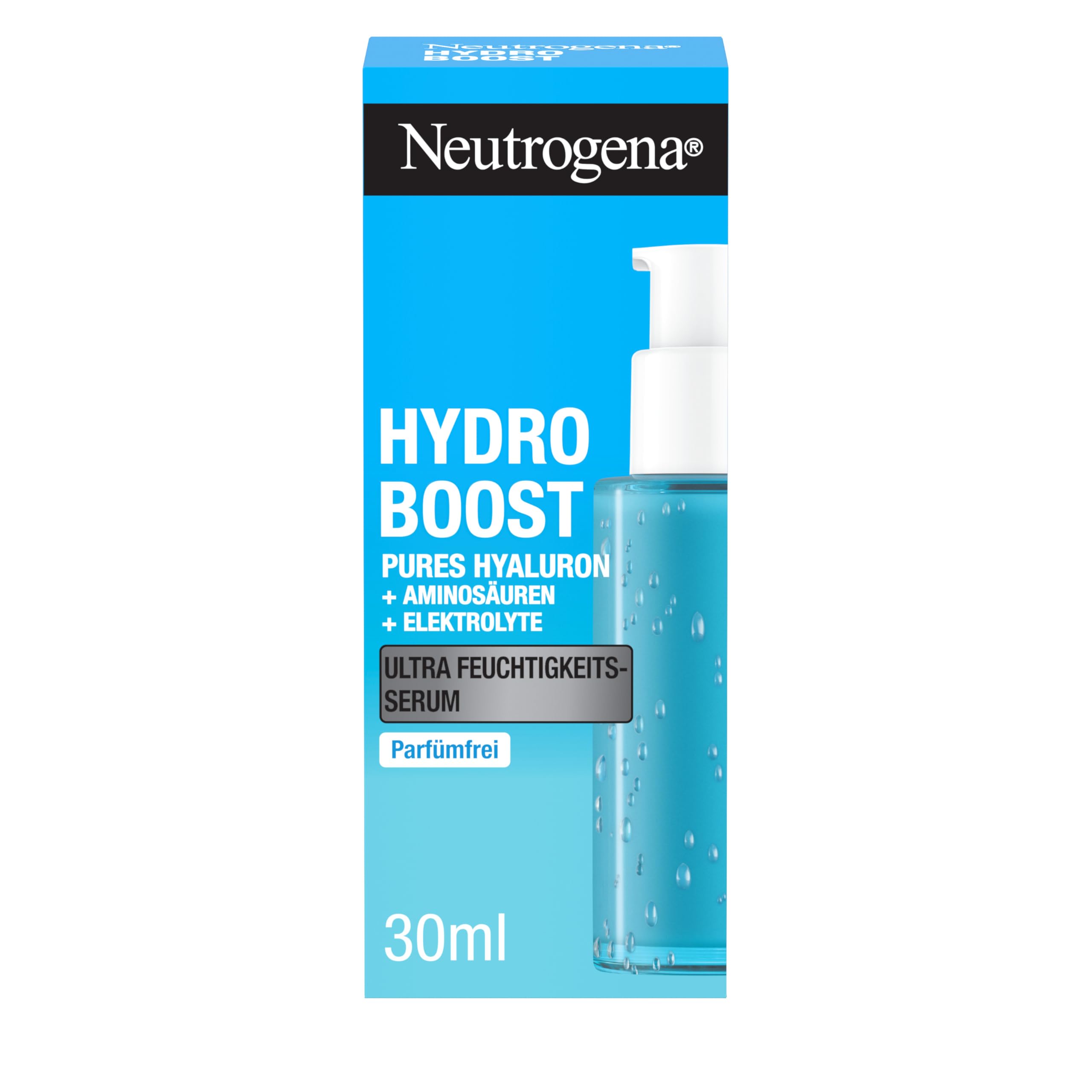 Neutrogena Hydro Boost Ultra Feuchtigkeitsserum, parfümfreies Gesichtsserum mit Hyaluronsäure, Aminosäuren und Elektrolyten, feuchtigkeitsspendendes Gesichtspflege Serum für alle Hauttypen 30 ml
