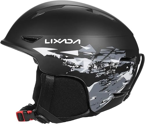 Miniatura 8 de Lixada Casco de snowboard con orejeras desmontables, casco de esquí de seguridad con correa fija para gafas, casco profesional de deportes de nieve