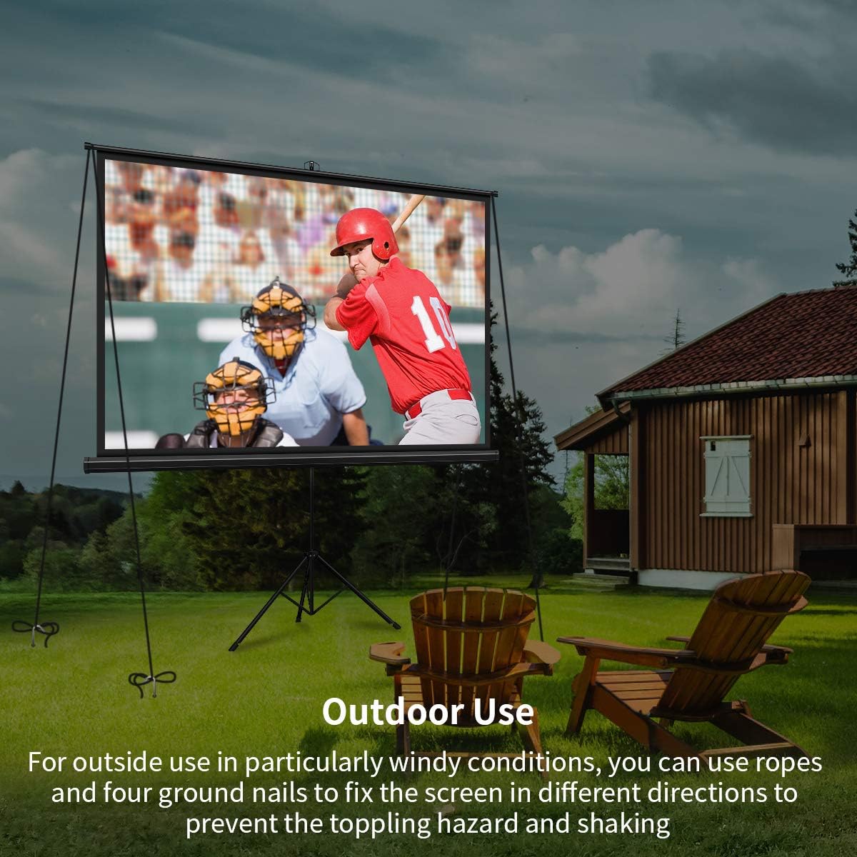 Keenstone Projector Screen with Stand, Indoor Outdoor PVC Projection Screen 4K HD 100'' 16: 9 Wrinkle-Free Design(Easy to Clean, 1.1Gain, 160° Viewing Angle & Includes a Carry Bag) (100 Inch-D)