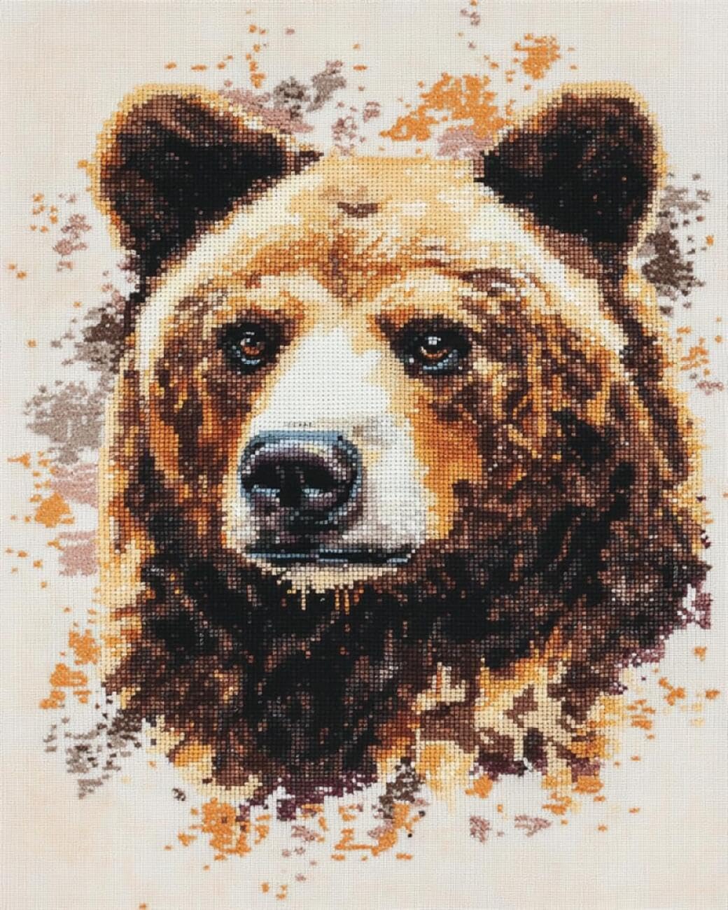 AxiangziK DIY Stamped Cross Stitch Kits Watercolor Bear 11CT 40x50cm