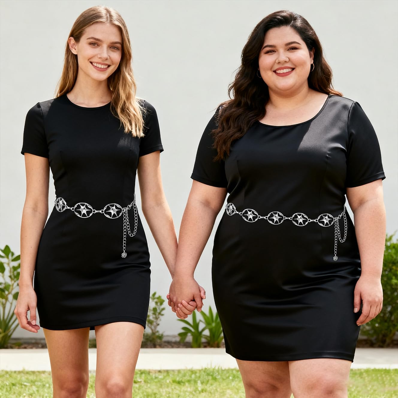 LIMHOO Women's Metal Waist Chain Belts Gold Silver Link Belt for Dresses - Image 2