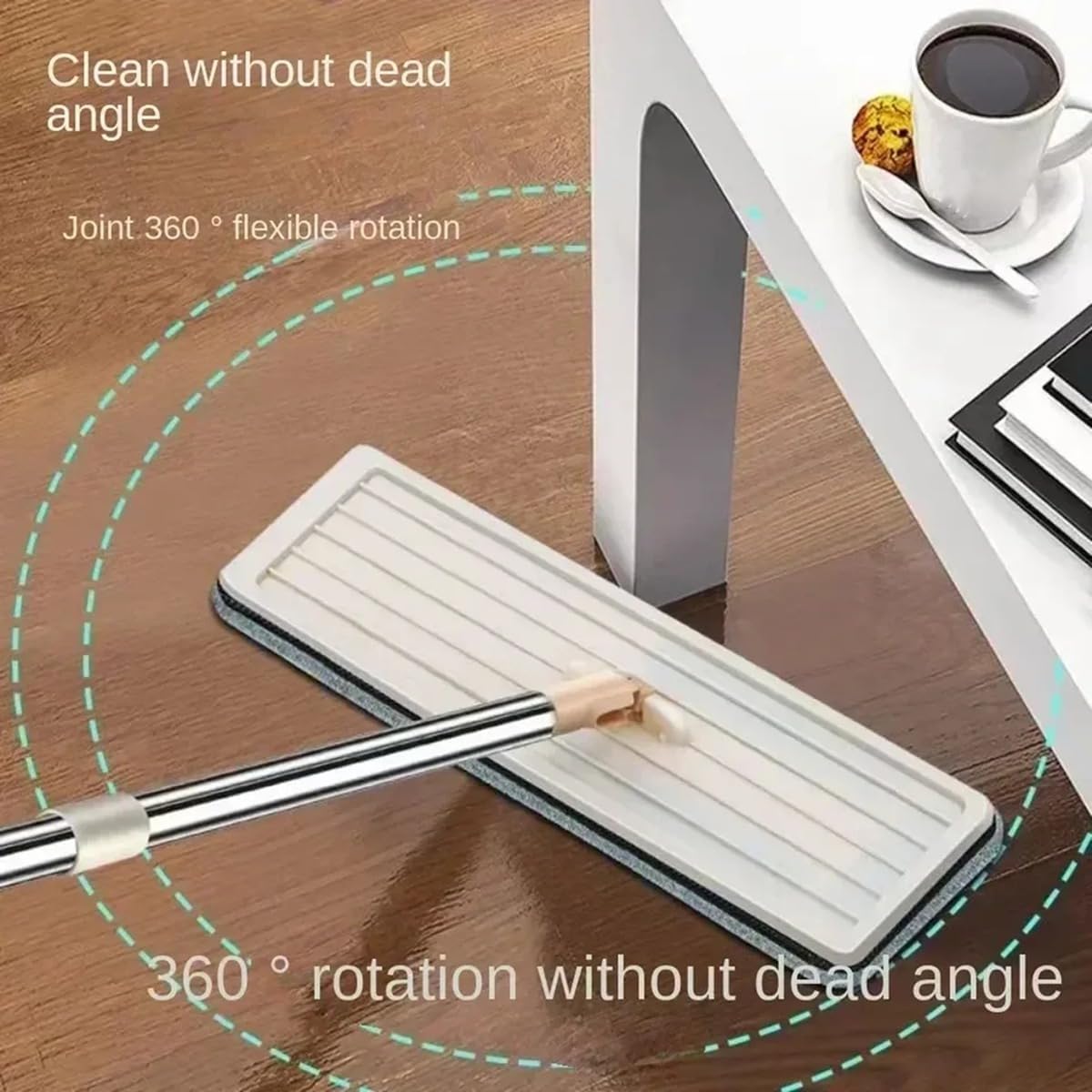 Hands-Free Bucket Squeeze Flat Mop Cleaner with Microfiber Pads for Wet Dry Floor Cleaning on Hardwood Laminate Surfaces