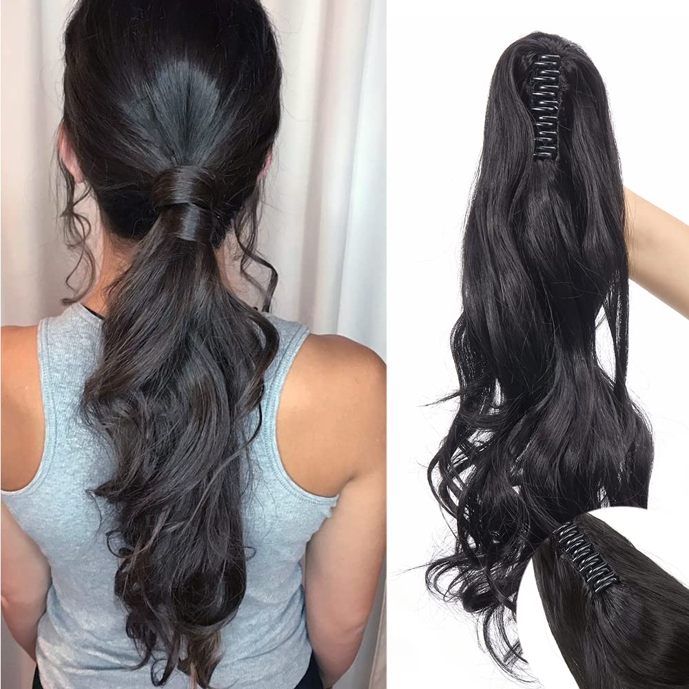 32"(81cm) SEGO Coleta Postiza Larga Pelo Sintético Se Ve Natural [Castaño Oscuro] Extensiones de Cabello Clip Cola Lisa Ponytail Extension (140g) — view 28