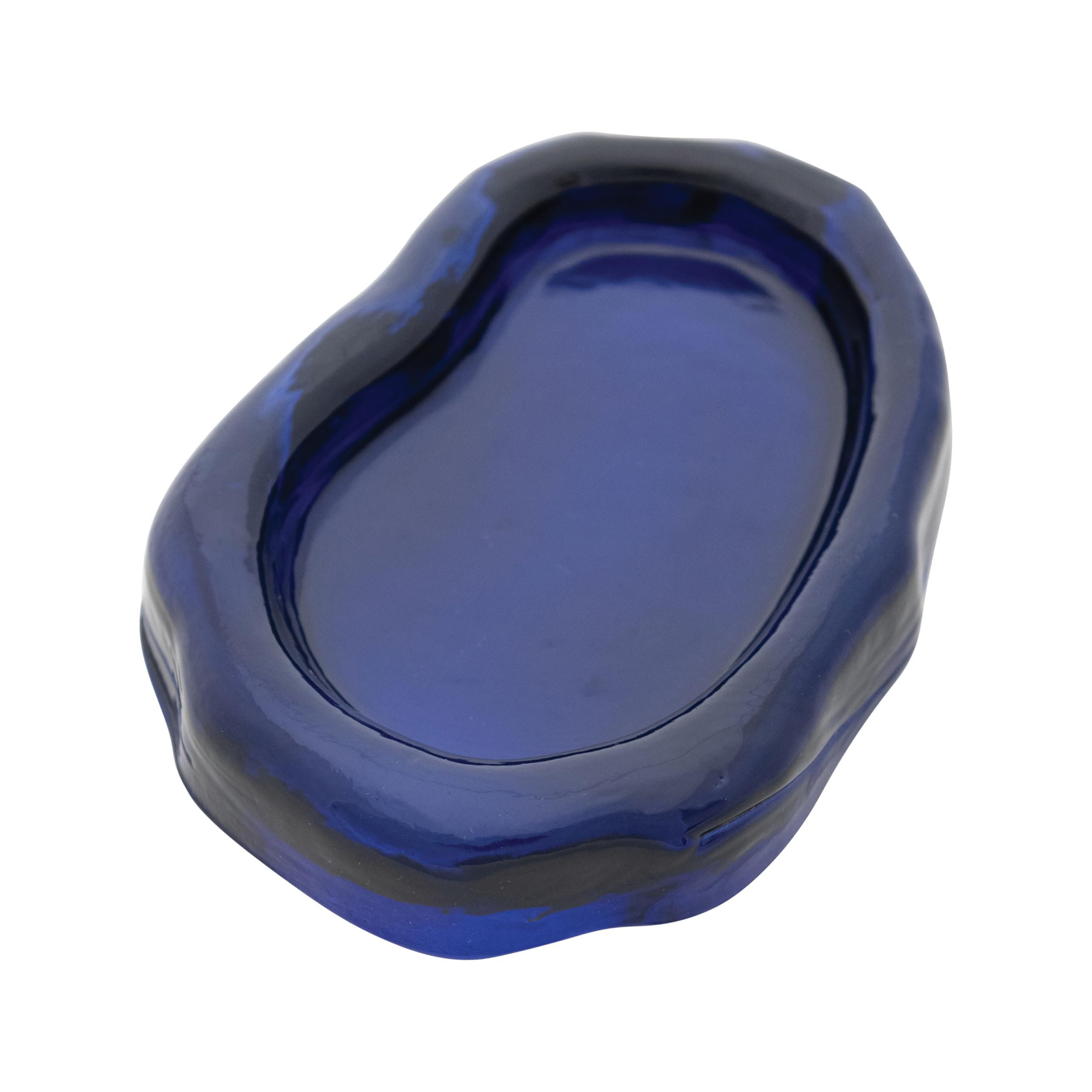 Plat en verre pressé bleu Bloomingville pour décoration de table moderne