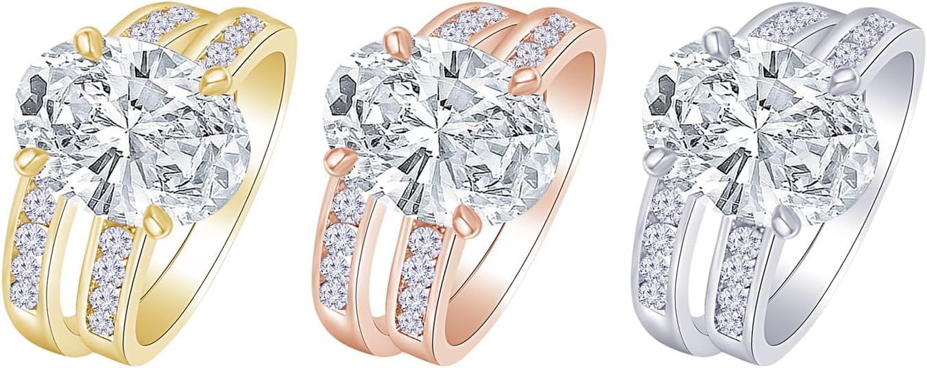 Houston Diamond District 1.5 Carat LAB GROWN DIAMOND Classic Channel Set Wedding Set Bridal Band & Oval Cut Diamond Engagement Ring (G-H Color VS1-VS2 Clarity 0.75 Ct Center) - Image 5