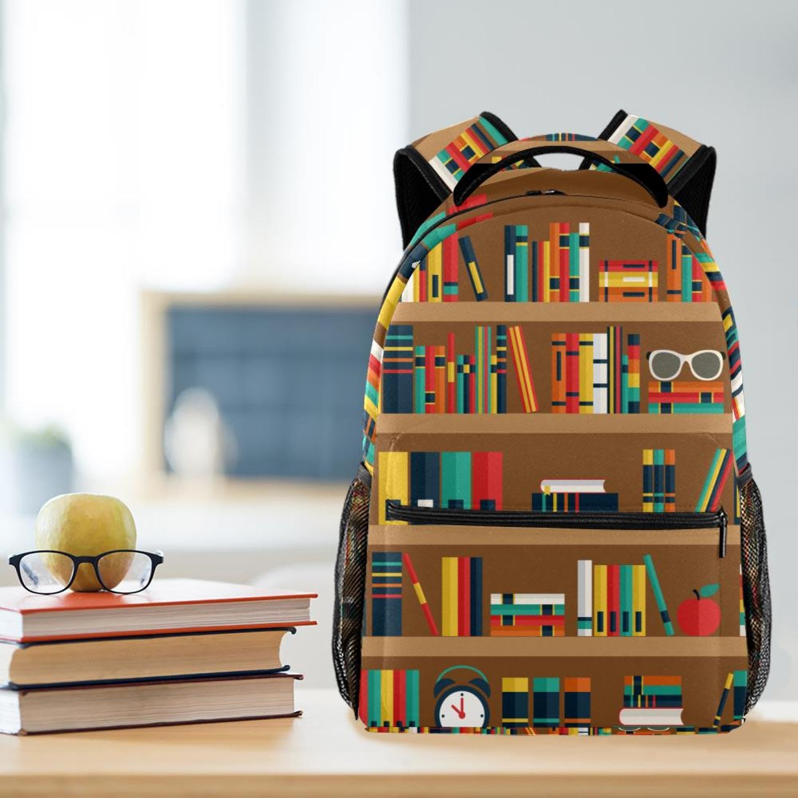 Zaino scolastico con scaffali per libri per uomini e donne, borsa da viaggio con scomparti per laptop, borsa leggera per la scuola, zaino medio per ragazzi e ragazze
