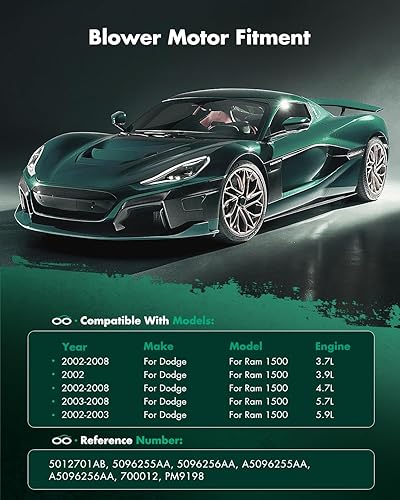 Vista 1056 de SCITOO 700188 Reemplazo del motor del ventilador HVAC con jaula de ventilador para Toyota Tacoma 2005-2015, reemplazo OE - 87103-04043, 87103-04044