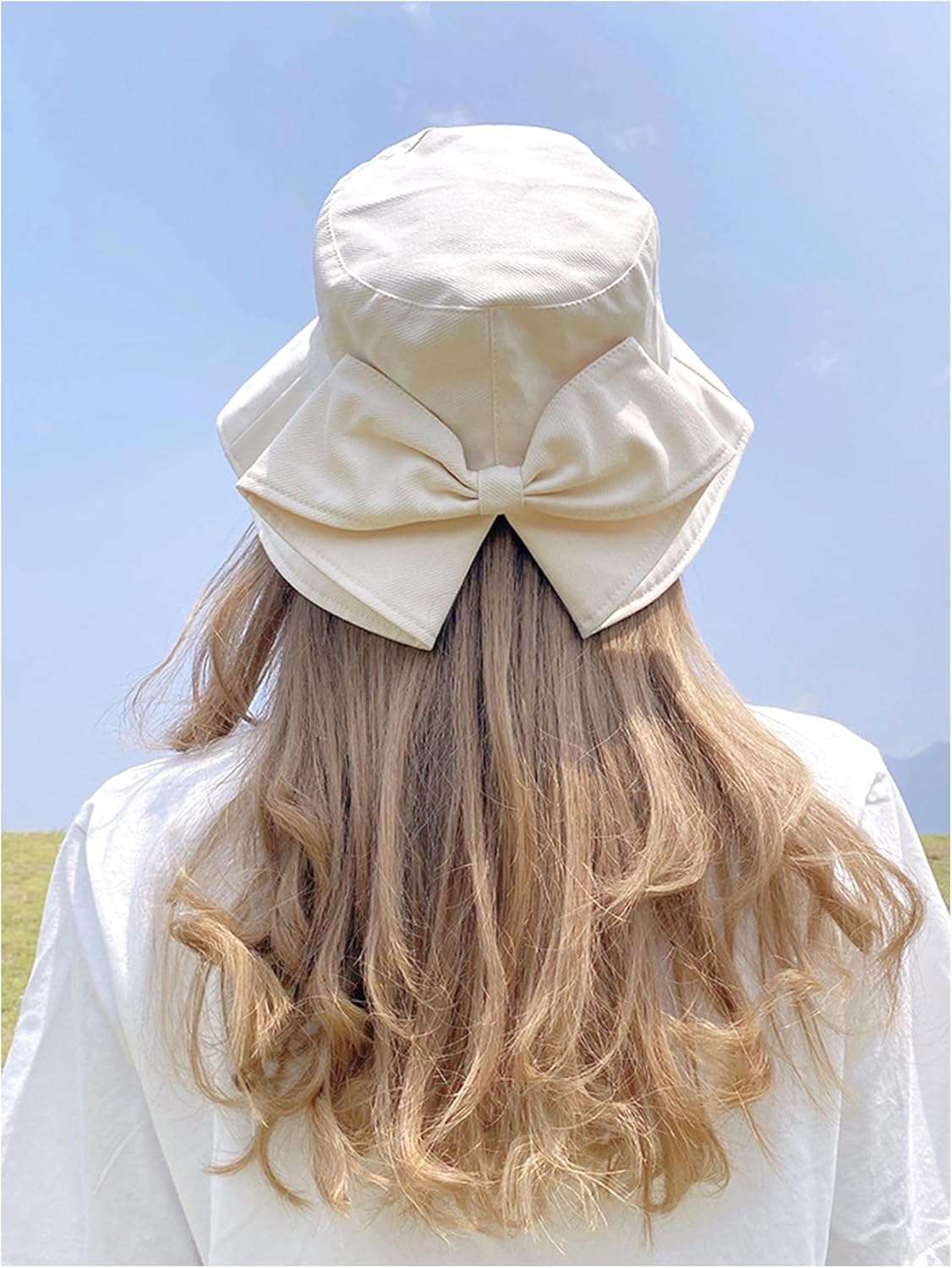 Verdusa Women's Bow Knot Wide Brim Bucket Hats Summer Beach Casual Outdoor Sun Hat - Image 3