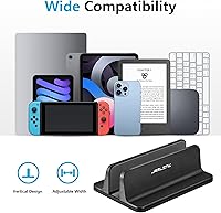 Vista 3 de JARLINK Soporte vertical para laptop, soporte de aluminio para computadora portátil con tamaño de base ajustable (hasta 17.3 pulgadas) compatible