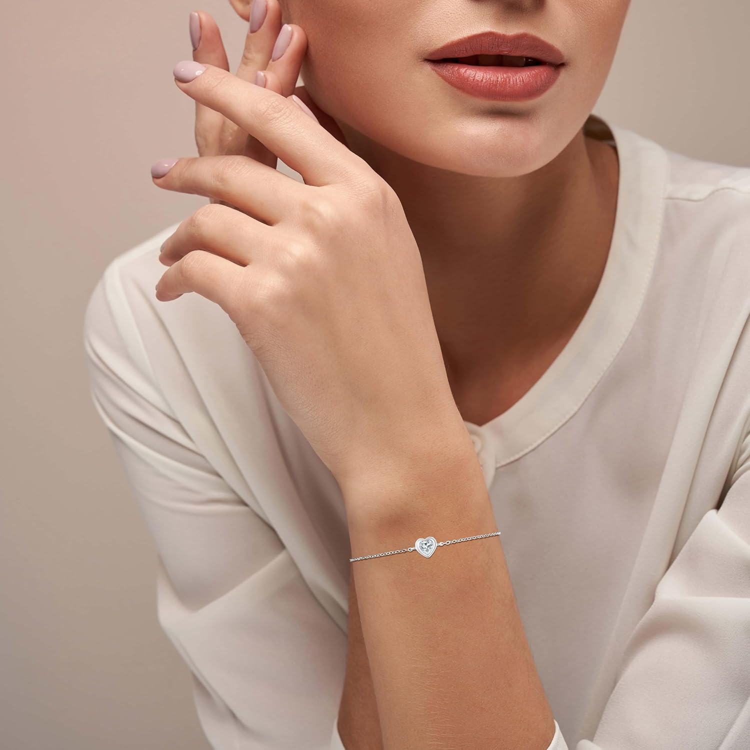 GAVU 925 Sterling Silver Heart Bracelet for Women, Dainty Silver Bracelet for Women - Image 2