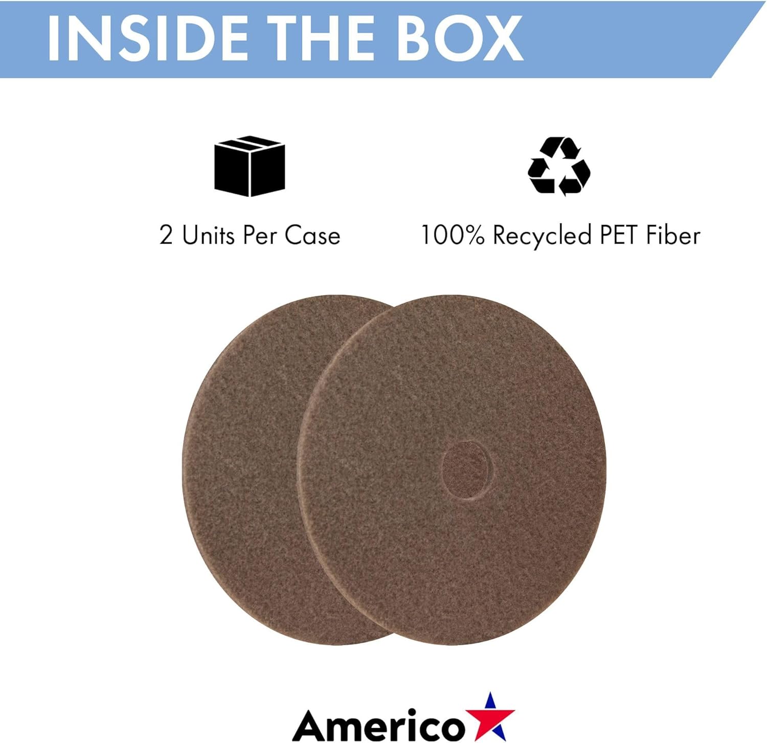 Americo Champagne Ultra High Speed Burnishing Floor Pad, Polish to High Gloss, Soft/Medium Finishes, 27" Diameter, 2 Pads/Case, Made in USA