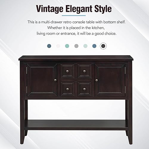 Miniatura 14 de Merax Moderno aparador de madera con cajones y estante inferior, mesa consola para sala de estar, comedor, cocina (azul marino claro) (azul marino