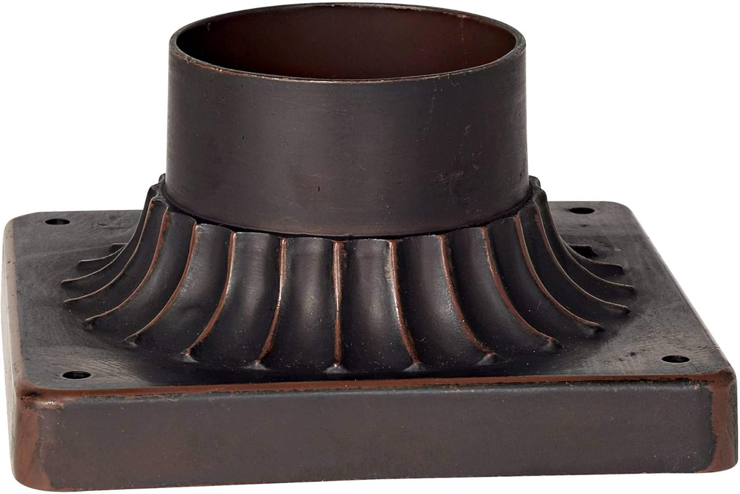 John Timberland Outdoor Pier Mount Post Adapter Antique Bronze Aluminum Fluted Column Style Base 5 3/4" for Exterior House Porch Patio Outside Deck Garage Yard Garden Driveway Home Lawn Walkway