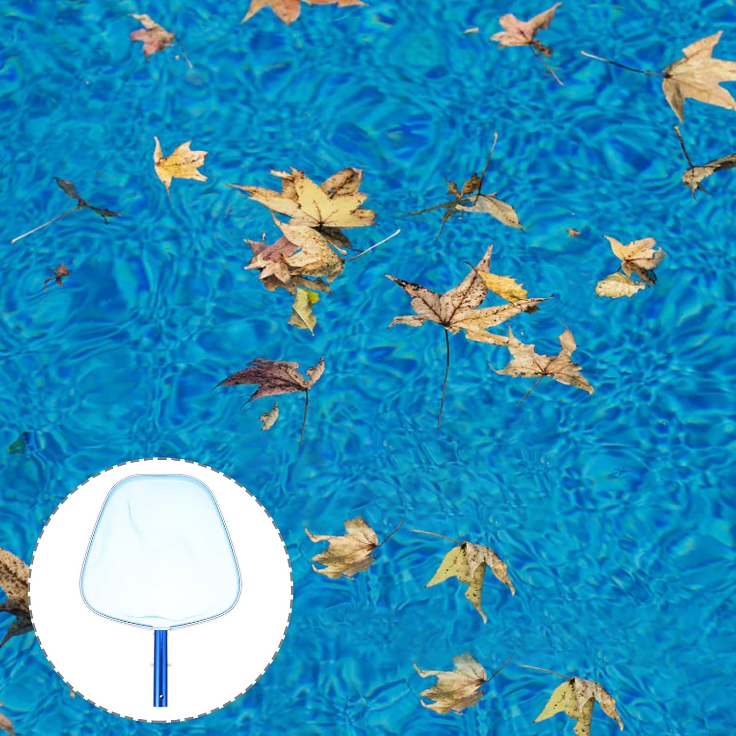 MERRYHAPY Aluminum Edge Pool Skimmer Net with Fine Catching Mesh for Swimming Pool and Fish Pond Cleaning Shallow Water Leaf Rake Tool and Spa Maintenance