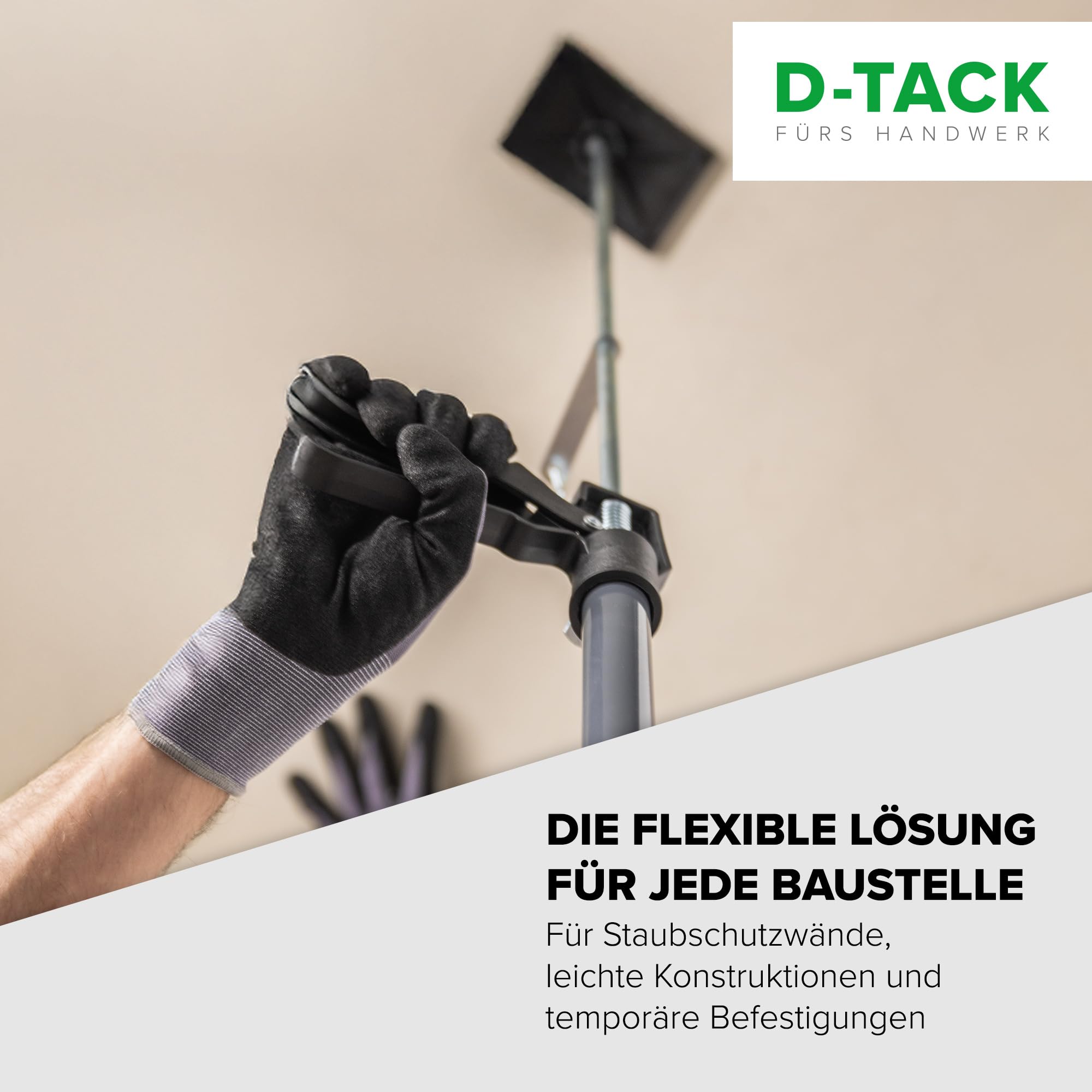 D-TACK 2x Montagestützen | Deckenstützen 115–290 cm bis 30 kg | Teleskopstützen mit Rastermechanik & rutschfesten Gelenkplatten | Für Trockenbau, Montagehilfe, Staubschutzwand & Baustelle