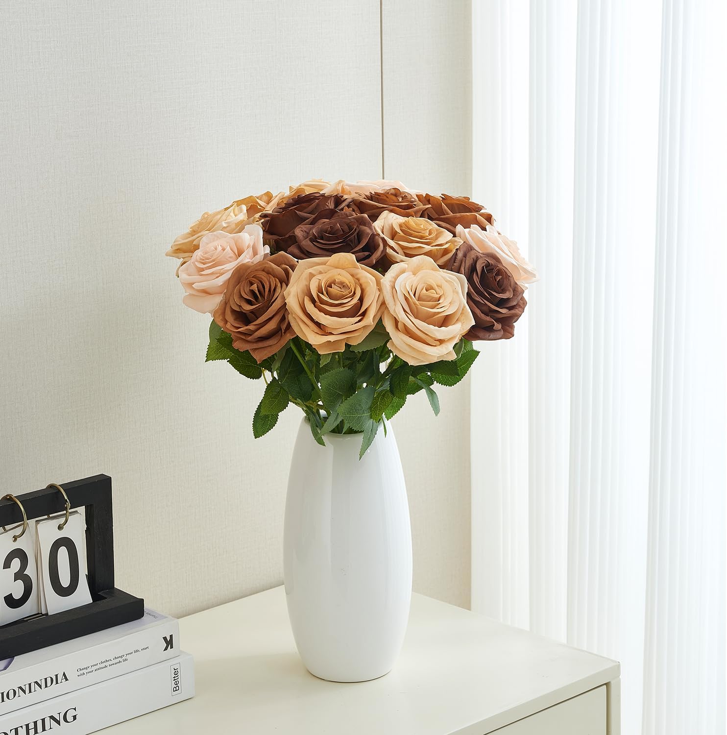 15pcs Fake Roses Artificial Silk Flowers Faux Rose Flower Long Stems Bouquet for Arrangement Wedding Centerpiece Party Home Kitchen Decor - Image 6