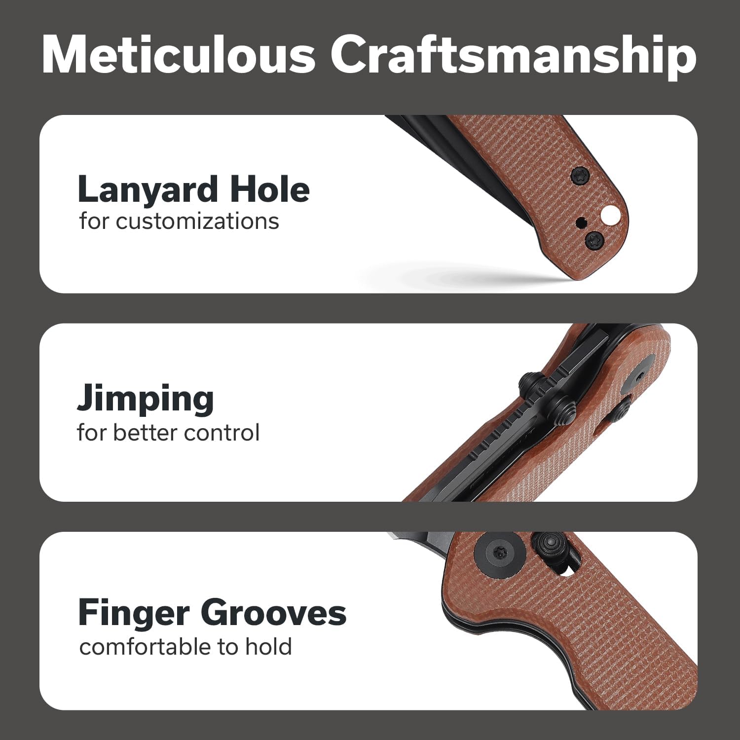 SENCUT Glenspar Pocket Knife for Men Women, EDC Folding Knife with Canvas Micarta Handle, Crossbar Lock Knives S25046-3 (Brown)