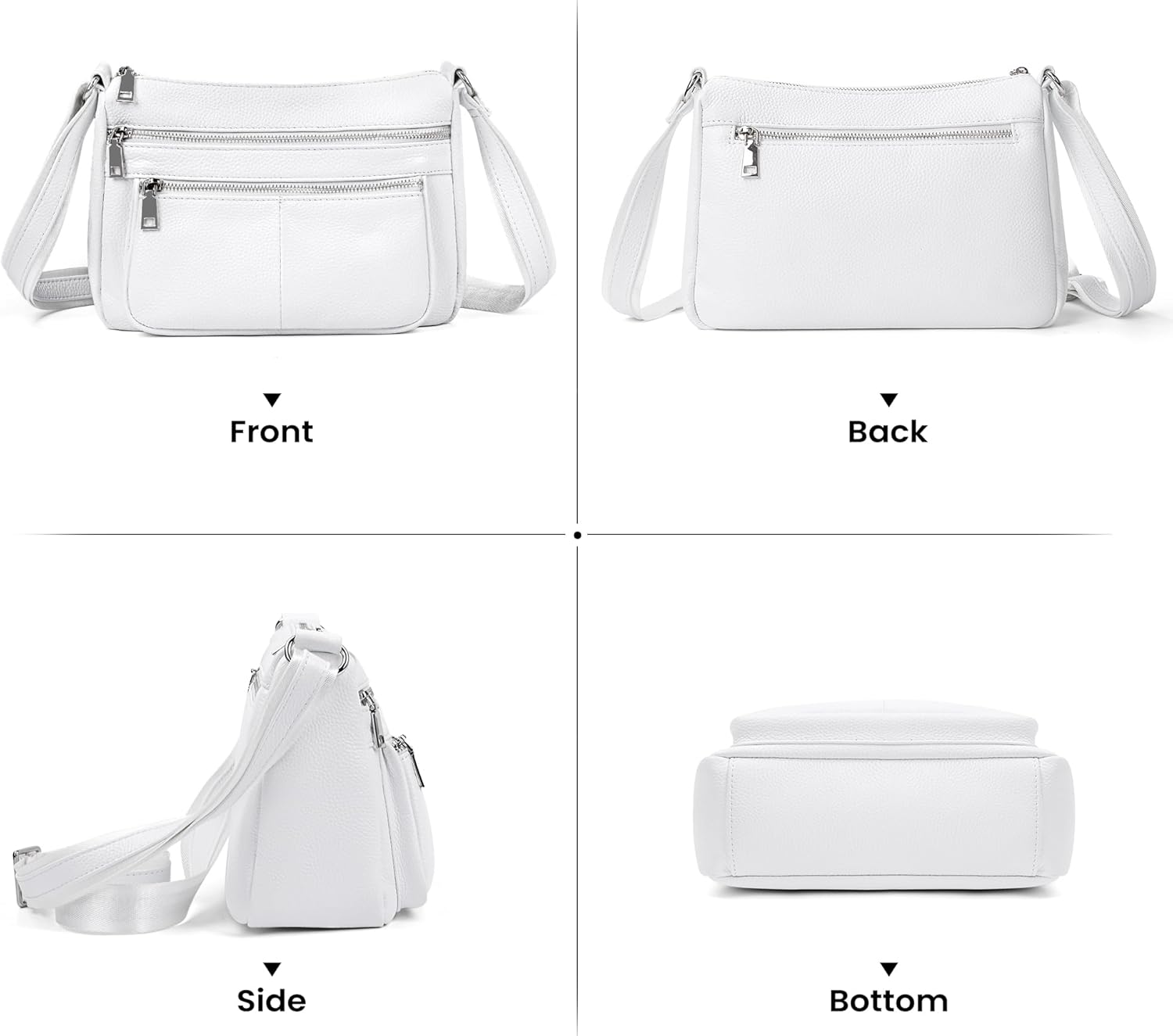 befen Genuine Leather Crossbody Purses for Women, Woman Medium Pocketbooks Shoulder Bags Handbags with Multi Zipper Pockets