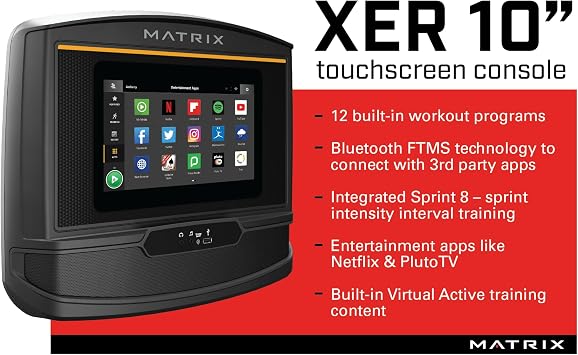 Matrix Fitness E30 Elliptical with XER | 10 Touchscreen (WiFi+BT) | Low Impact Workouts, Full Body Cardio, High Calorie Burn | Space Saving Compact Design, Suspension Elliptical