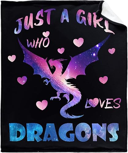 Manta de franela con texto en inglés Just A Girl Who Loves Dragons, manta de microfibra, ligera, suave y acogedora para sofá, cama, para todas las Manta de franela con texto en inglés Just A Girl Who Loves Dragons, manta de microfibra, ligera, suave y acogedora para sofá, cama, para todas las