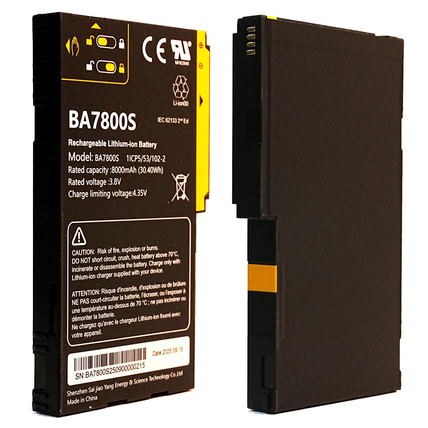 XITAIAN Batterie de rechange 3,8 V 30,4 Wh 8000 mAh BA7800S compatible avec GPS portatif A8 Outdoor Beidou