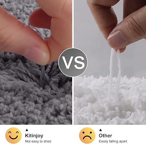 Miniatura 5 de Kitinjoy Tapete de baño de lujo, tapete de baño de microfibra ultra suave que absorbe el agua, tapete de baño de felpa lanudo antideslizante,