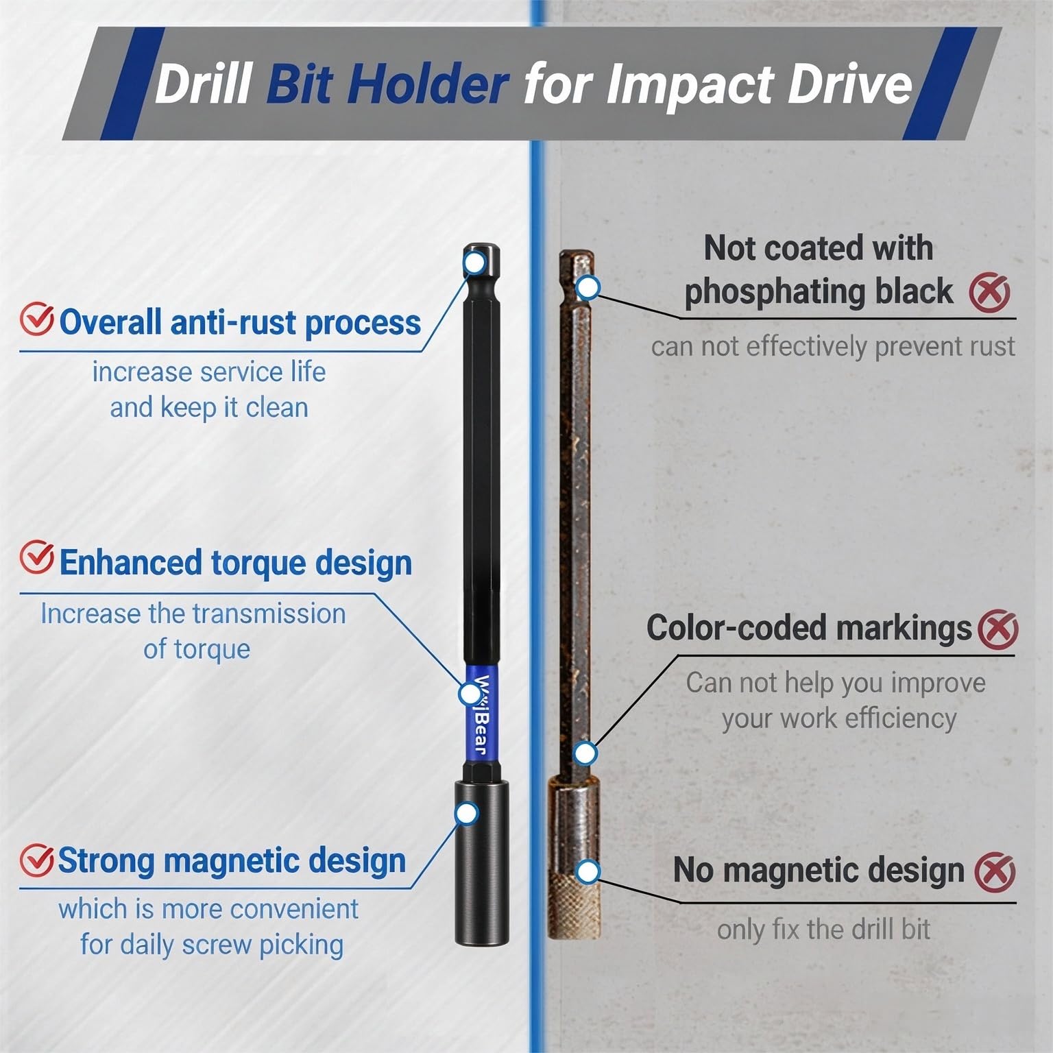 Magnetic Drill Bit Holder Set - 10 Bits Included -3