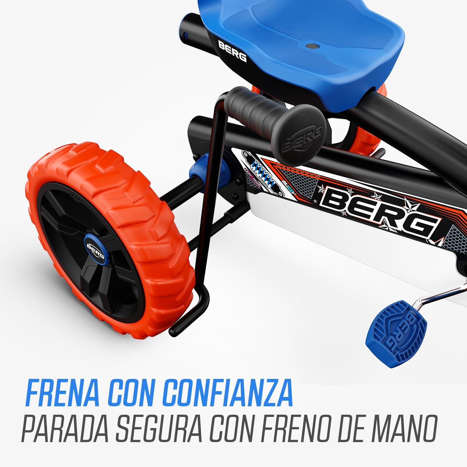 BERG Correpasillos Buzzy Nitro 2-in-1 Azul/Naranja | 2-5 años, cuadro resistente, asiento regulable, volante regulable