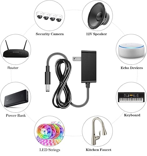 Miniatura 4 de SoulBay Cargador de adaptador de CA de 12 V y 1 A con 8 puntas cable de fuente de alimentación regulada para tira de luz LED cámara CCTV altavoz BT
