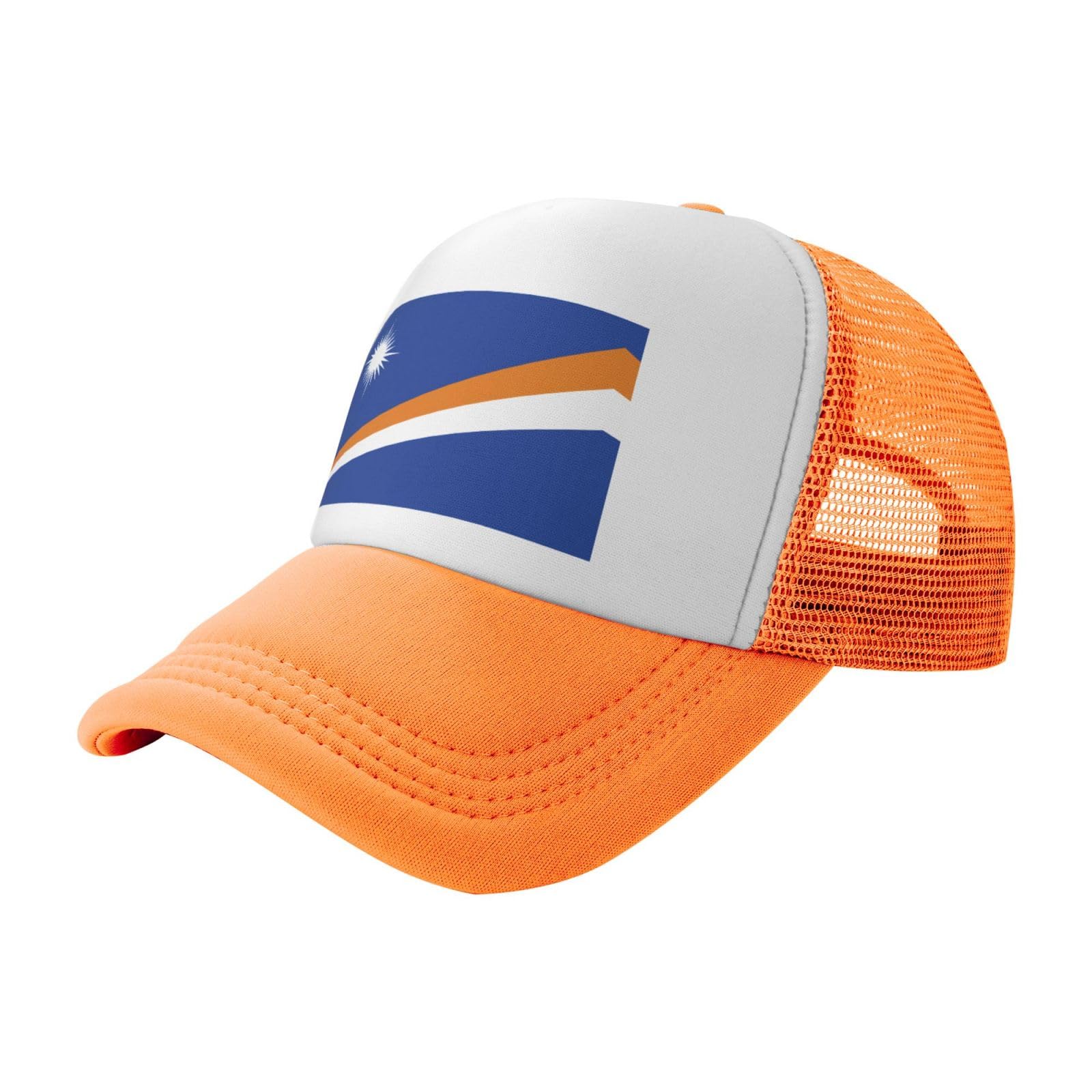 Wbqlsl Unisex Orange Flag Of The Marshall Islands Black Adult Mesh Baseball Cap, Youth Baseball Cap, Multiple Colors Available, One Size