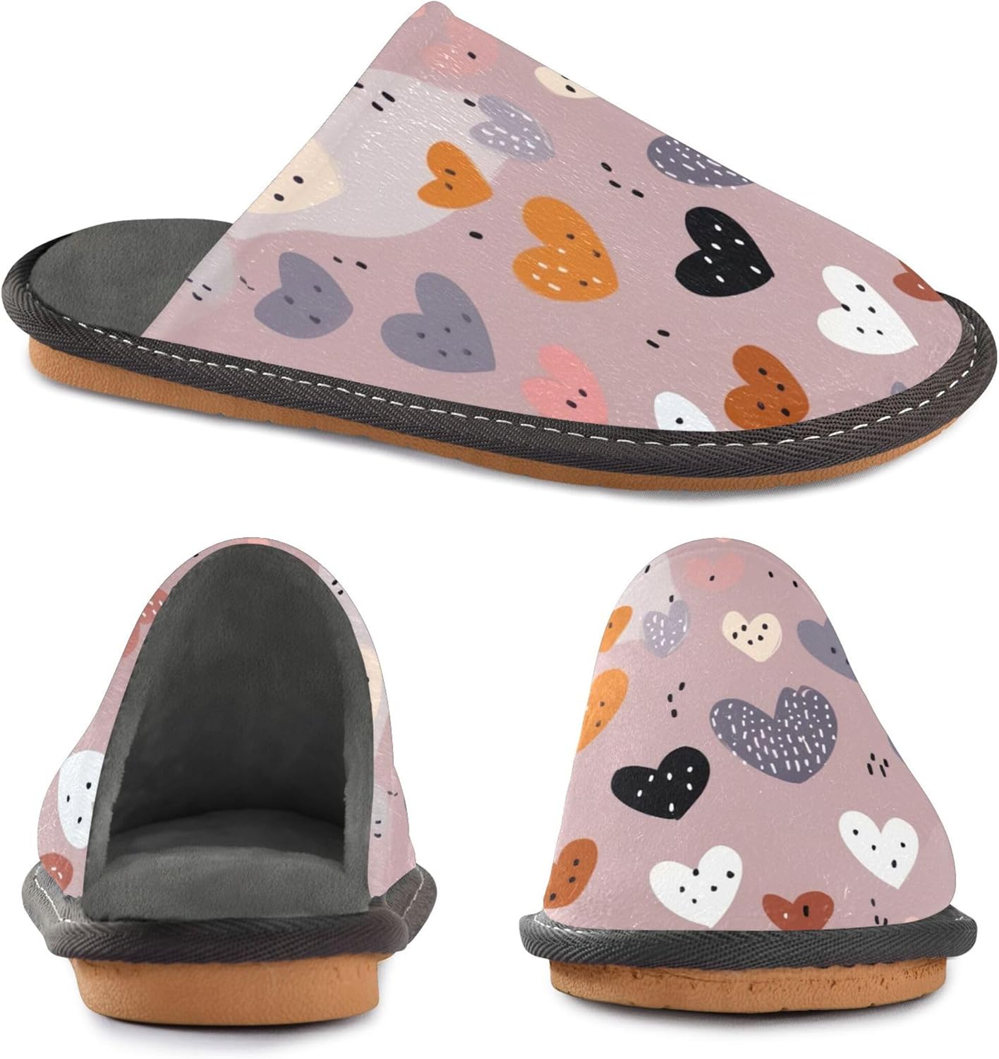 Valentine's Heart House Slippers – Cozy Fuzzy Slippers for Guests, Washable & Disposable, Perfect for Shoeless Home, Spa & Hotel Use A110592
