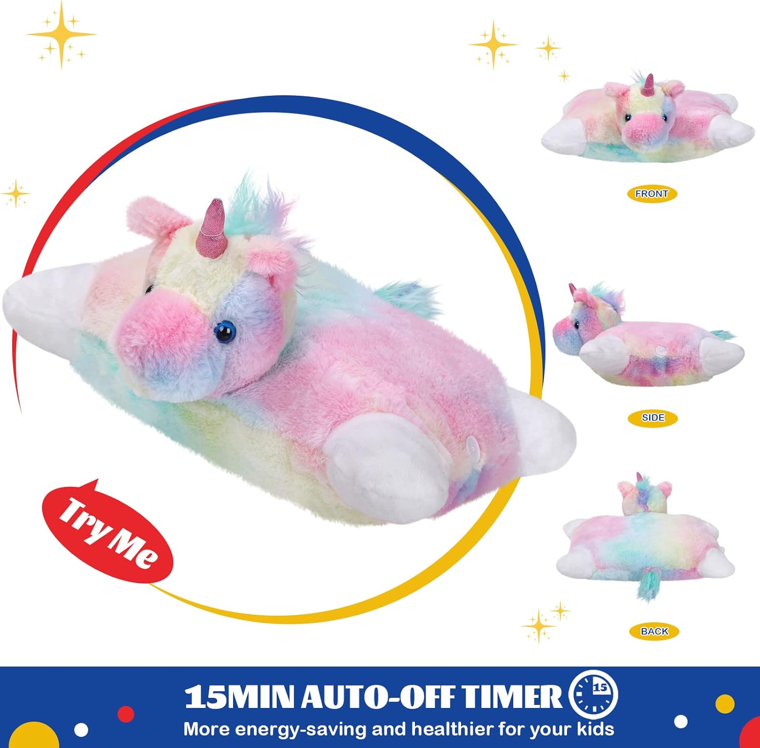 Glow Guards 16" Light Up Musical Rainbow Unicorn Plush Pillow,LED Singing Soft Colorful Unicorn Stuffed Animal,Sofa Decors Birthday Christmas Children's Day Gifts for Toddlers Kids
