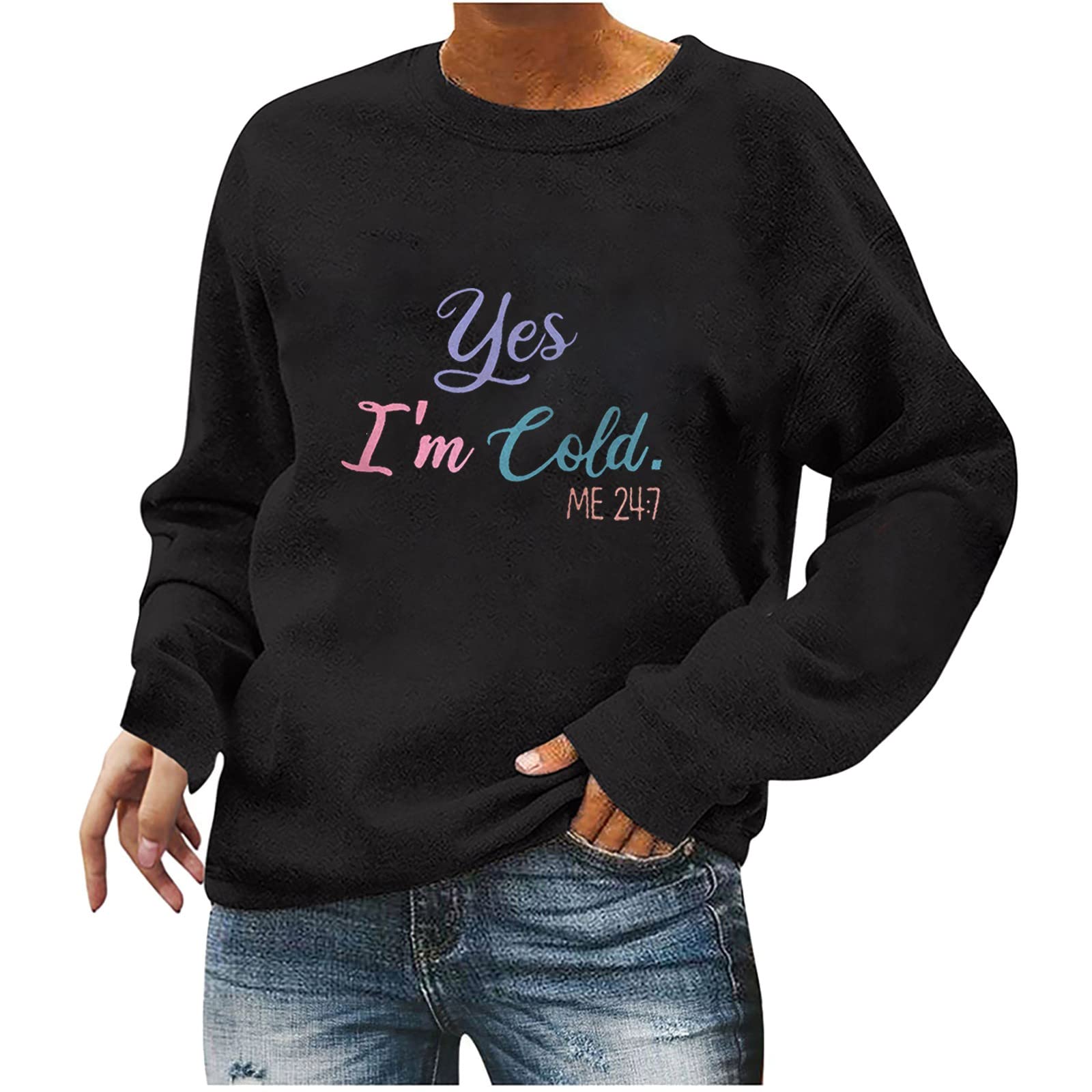 wyzesi Papaya Blouses for Women Women Letter Printing Sweatshirt Top Long Sleeved Sweatshirt Casual Blouse Temperament Pullover Top Long Sleeve Oversized Shirts for Women