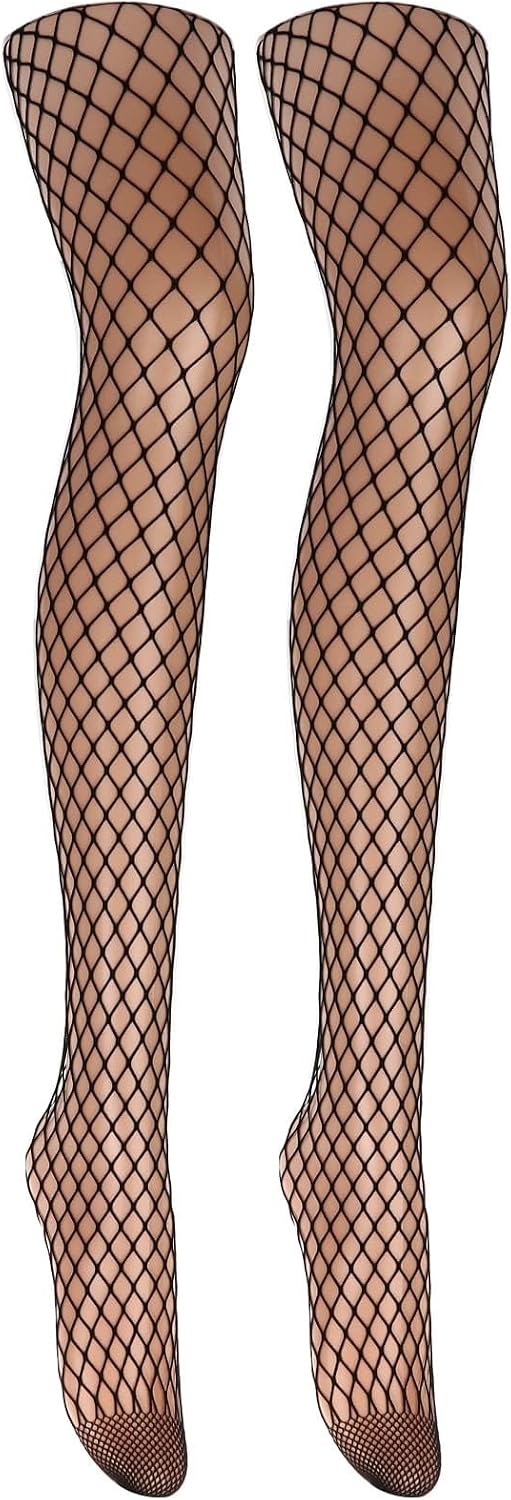 Buauty Black Fishnet Stockings for Women, Fishnet Tights Plus Size One Size Fit All