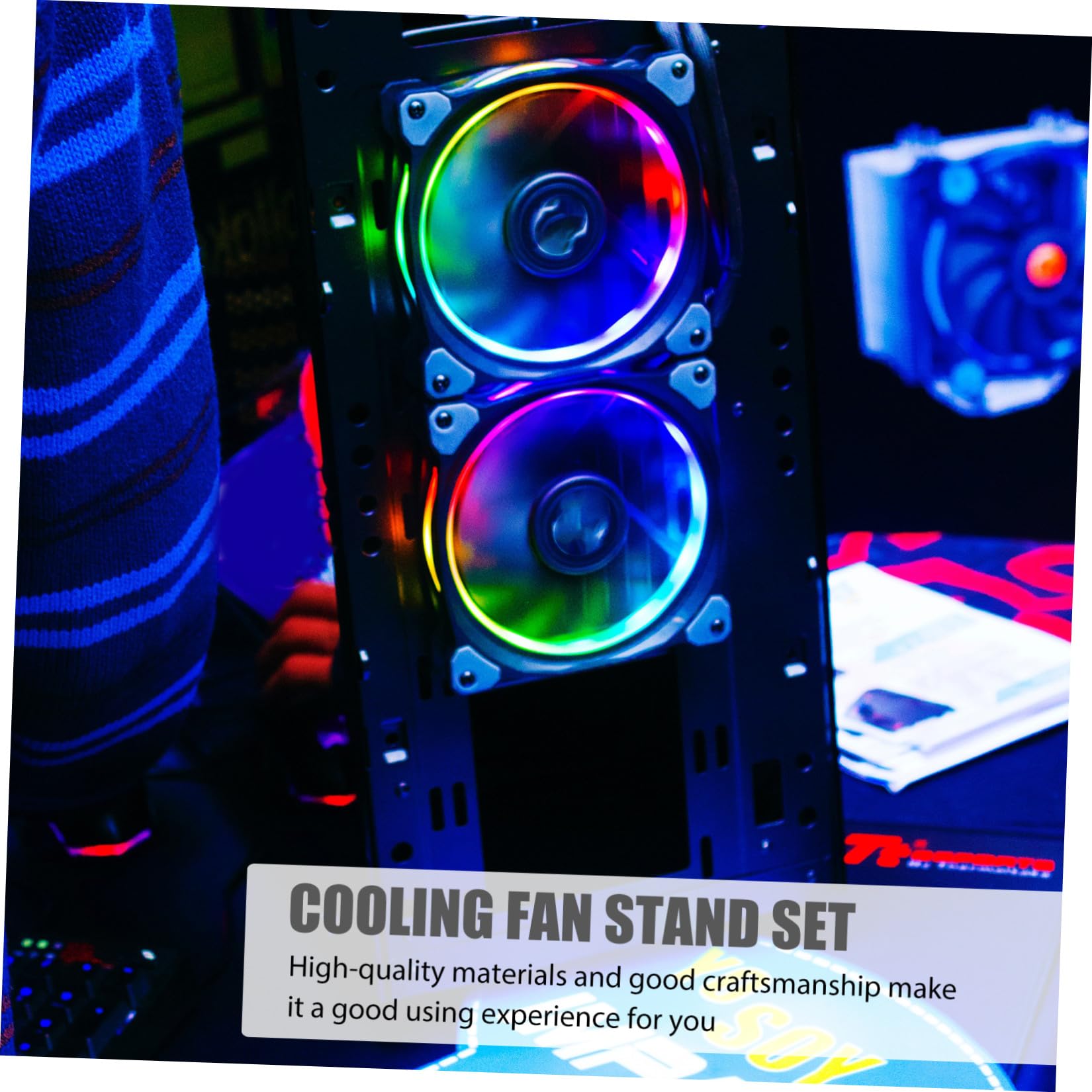 Base con Ventola di Raffreddamento Verticale, Abs, Bianco | 2 Porte Usb, 3 Velocità Regolabili, Sincronizzazione Dati e Memoria Smart, 3 Colori Led, Festa Estiva