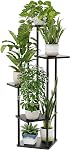 Bamworld 5 Tier 5 Potted Plant Stand Indoor, Tall Metal Plant Shelf for Multiple Plants, Corner Black Flower Pots Shelf for Patio Garden Balcony Living Room Bedroom