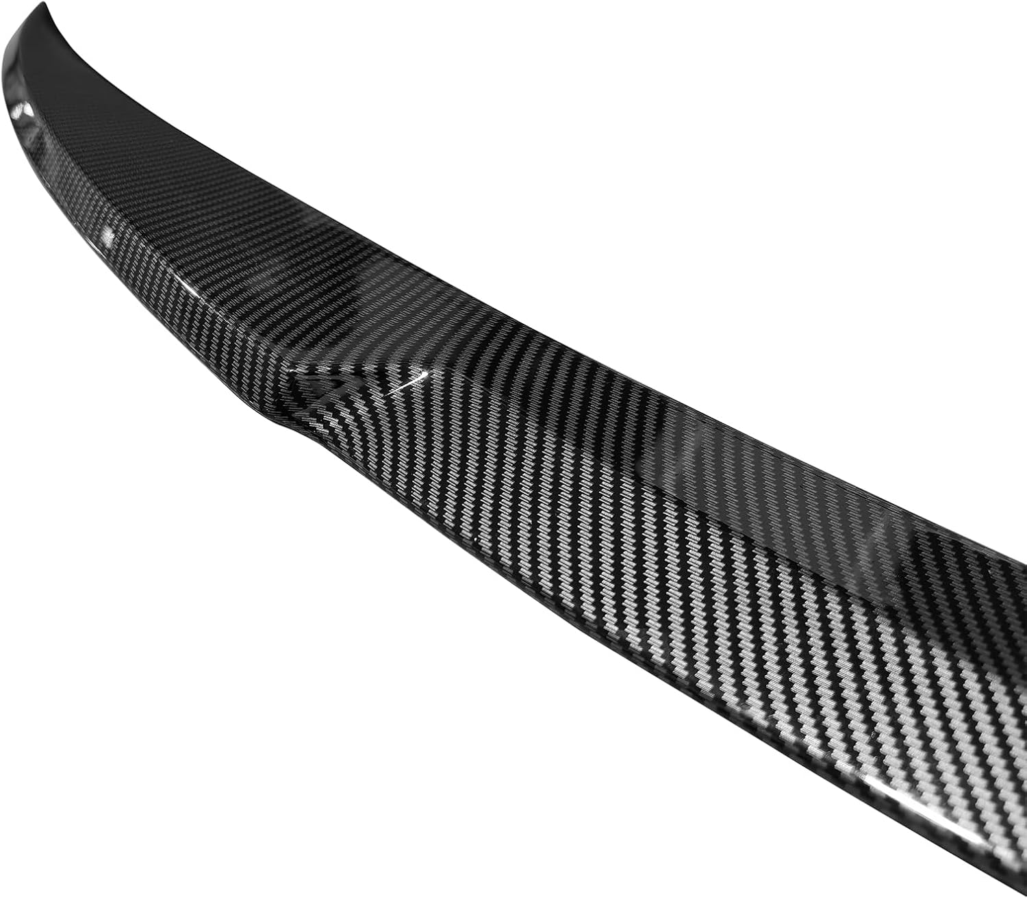 IKON MOTORSPORTS, Trunk Spoiler Compatible with 2021-2024 Tesla Model S, IK Style Carbon Fiber Print ABS Plastic Rear Trunk Lid Spoiler Wing Lip