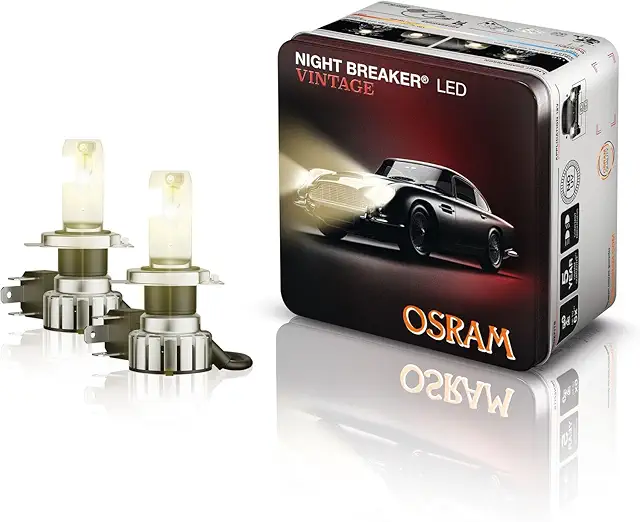 OSRAM NIGHT BREAKER LED VINTAGE H4 + R2 Adapter - 3000K Warm White H4 LED Bulb