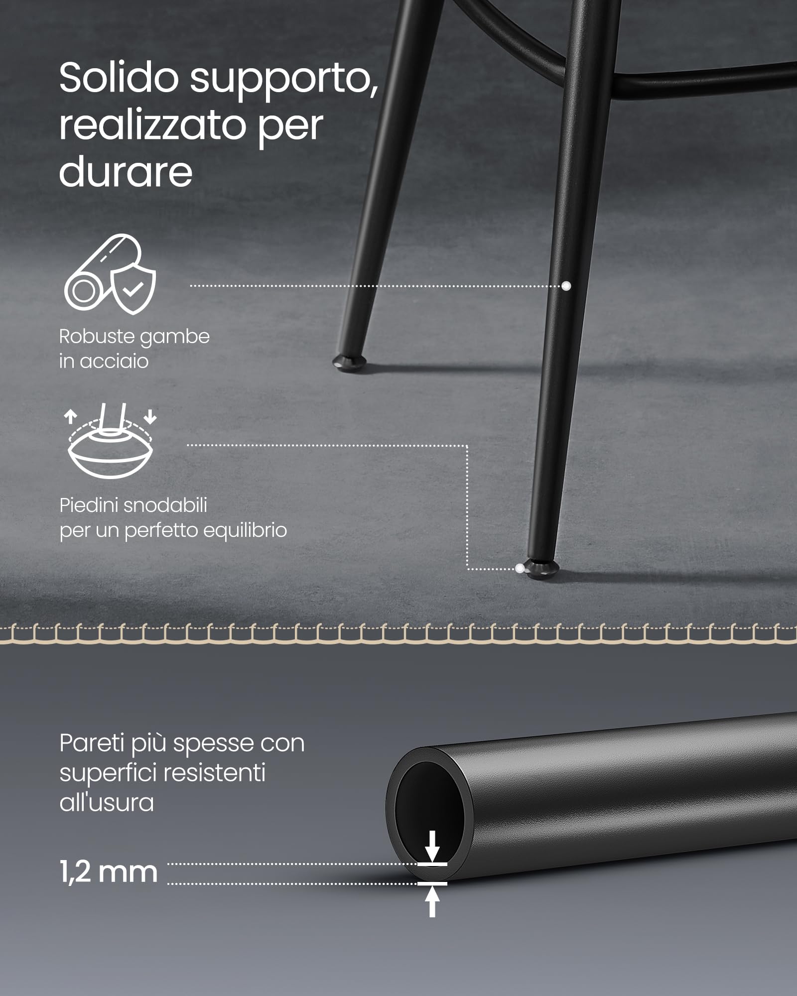 VASAGLE EKHO Collezione - Sgabelli Cucina Girevoli a 360° Set da 2, Sgabelli da Bar con Schienali, Rivestimento con Cucitura, Moderno di Metà Secolo, Altezza 65 cm, Nero Inchiostro LBC089B01
