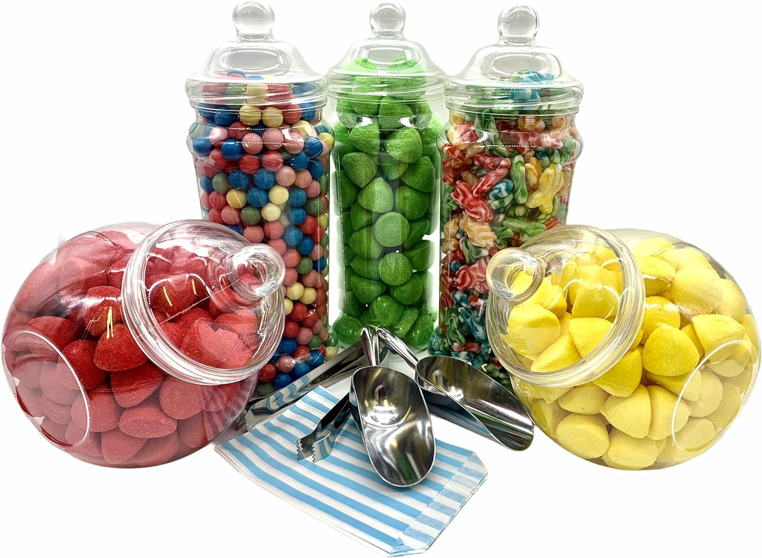 Vintage Victorian Pick & Mix Candy Buffet Kit - 5 Large Jar Pack Light Blue Stripe Bags