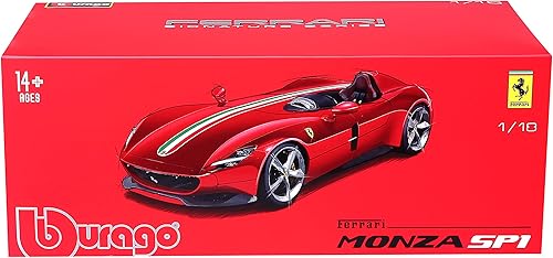 Miniatura 9 de Bburago Ferrari Signature Monza SP-1 Super Car – Escala 1:18 – Increíblemente detallada réplica de vehículo coleccionable fundido a presión, rojo