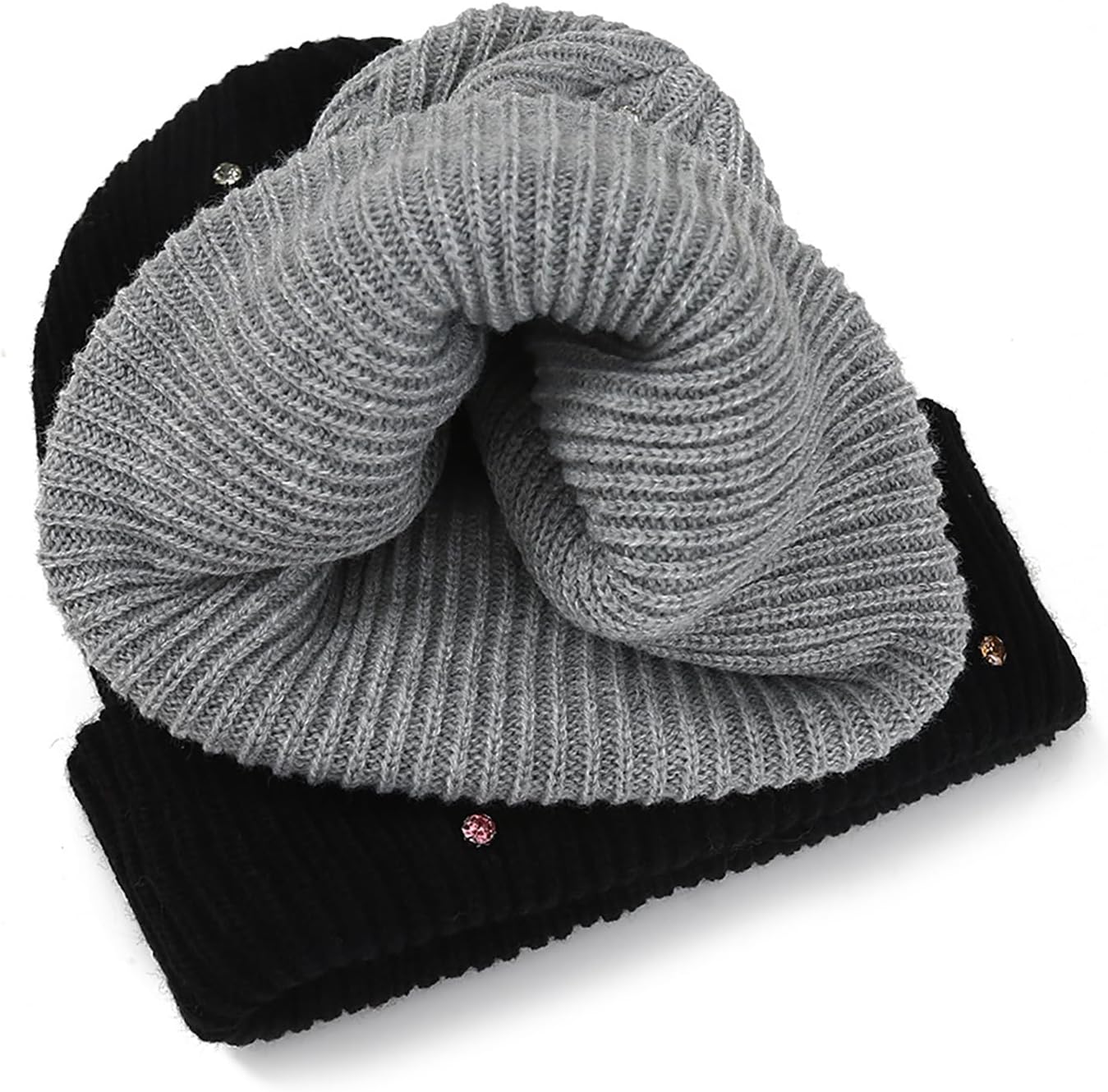 Luxury Shiny Rhinestone Beanie Winter Daily Cuffed Ribbed Knit Hat for Women Men - Image 5